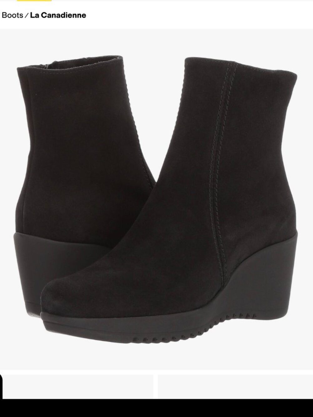 La Canadienne Gavyn wedge heel ankle boots 7.5 black suede $525